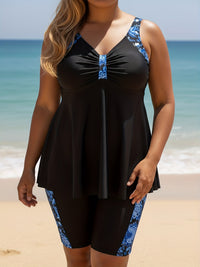 Azure Bloom Tankini Set Plus Size