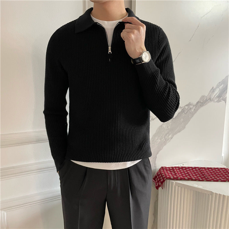Zurich Ribbed Cotton Half-Zip Sweater