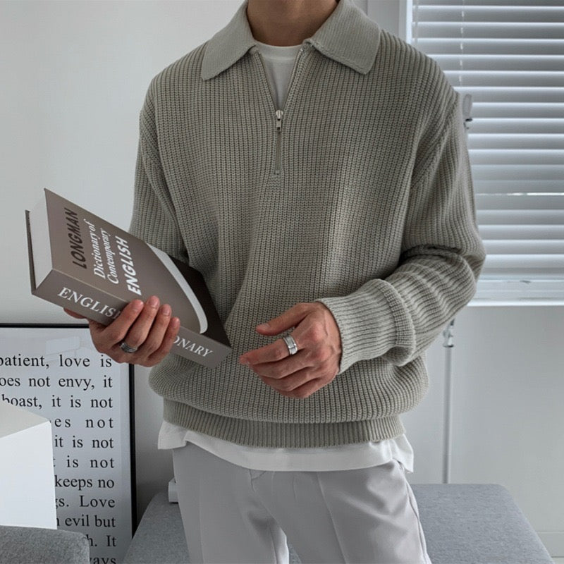 Geneva Waffle Knit Half-Zip Sweater