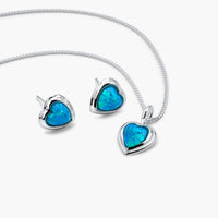 Vrouw Dromen Komen Uit - Blauwe Opaal Hart Ketting