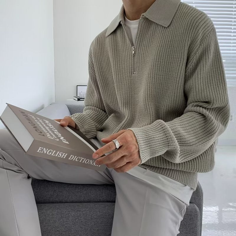 Geneva Waffle Knit Half-Zip Sweater