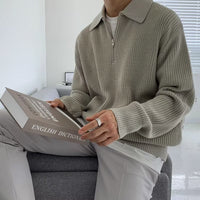 Geneva Waffle Knit Half-Zip Sweater