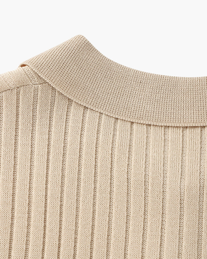 Siena Ribbed V-Neck Polo Shirt