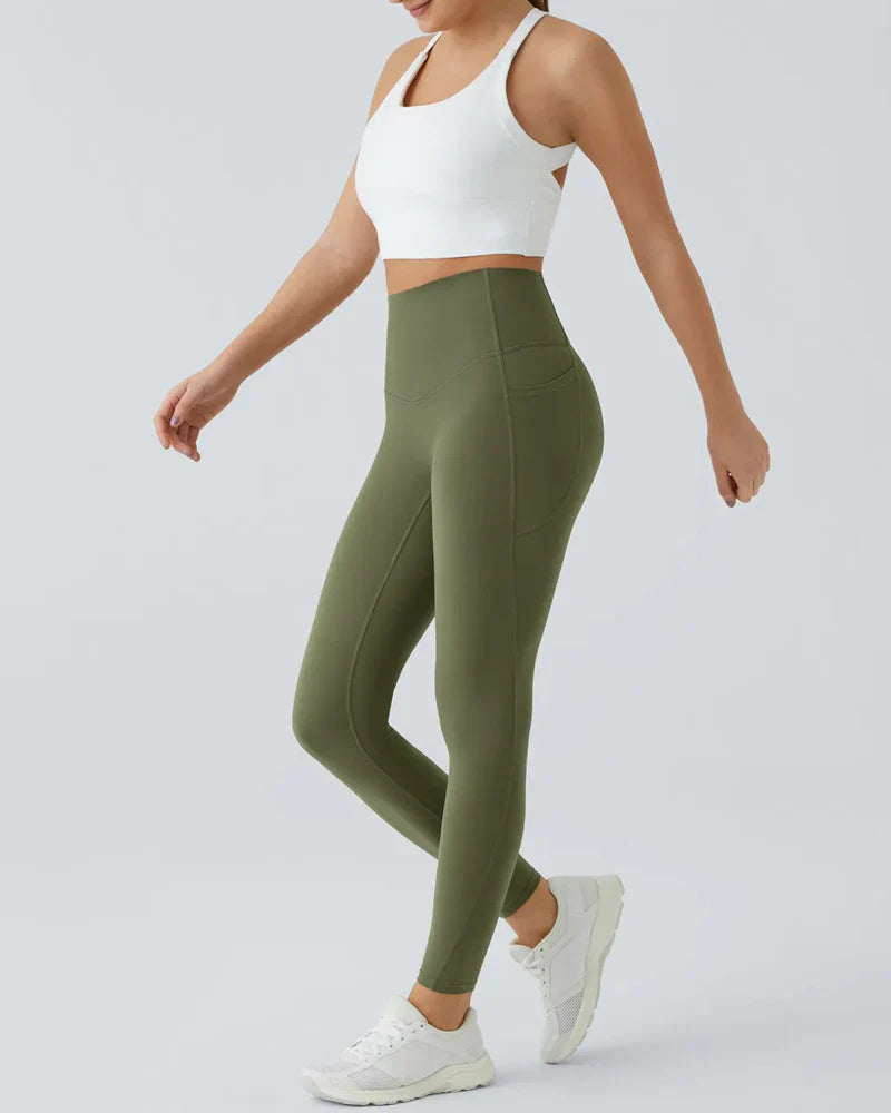 High Waisted Butt Lifting Tummy Control Side Pocket Shaping Training Leggings