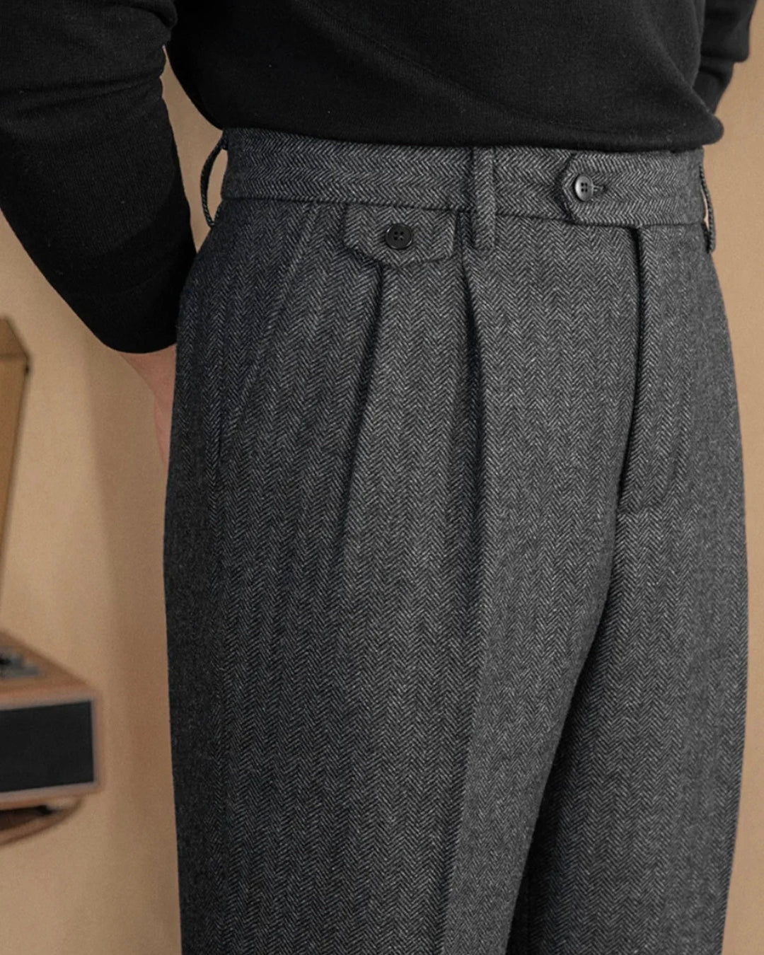 Mayfair Herringbone Wool Trousers