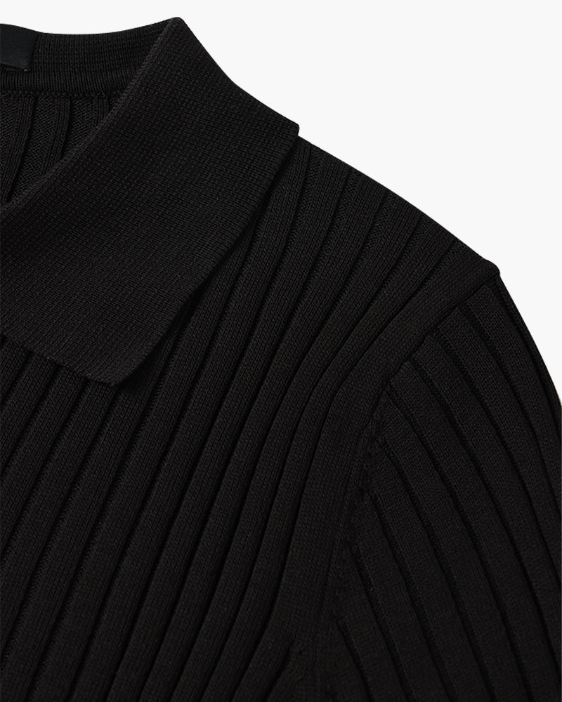 Siena Ribbed V-Neck Polo Shirt