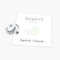 Birth Stone Adjustable Feather Ring - Sterling Silver