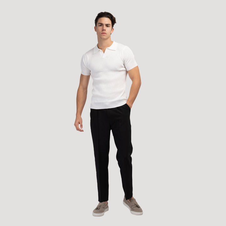 Siena Ribbed V-Neck Polo Shirt