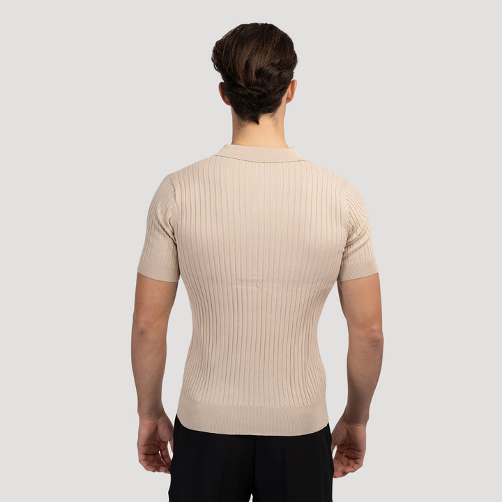 Siena Ribbed V-Neck Polo Shirt