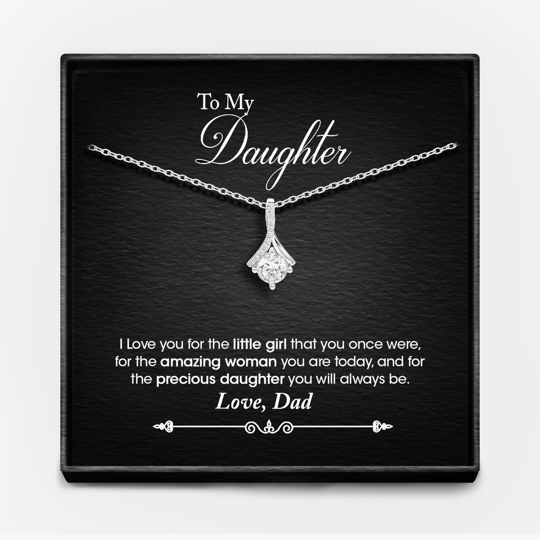 "TO MY DAUGHTER, LOVE DAD" WHITE GOLD NECKLACE