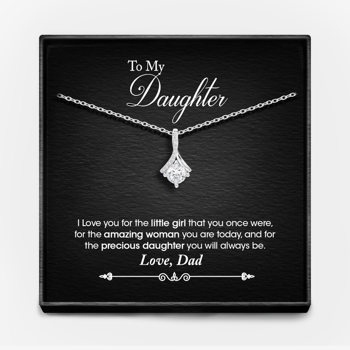 "TO MY DAUGHTER, LOVE DAD" WHITE GOLD NECKLACE