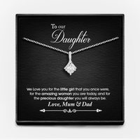 "TO OUR DAUGHTER, LOVE MUM & DAD" WHITE GOLD NECKLACE