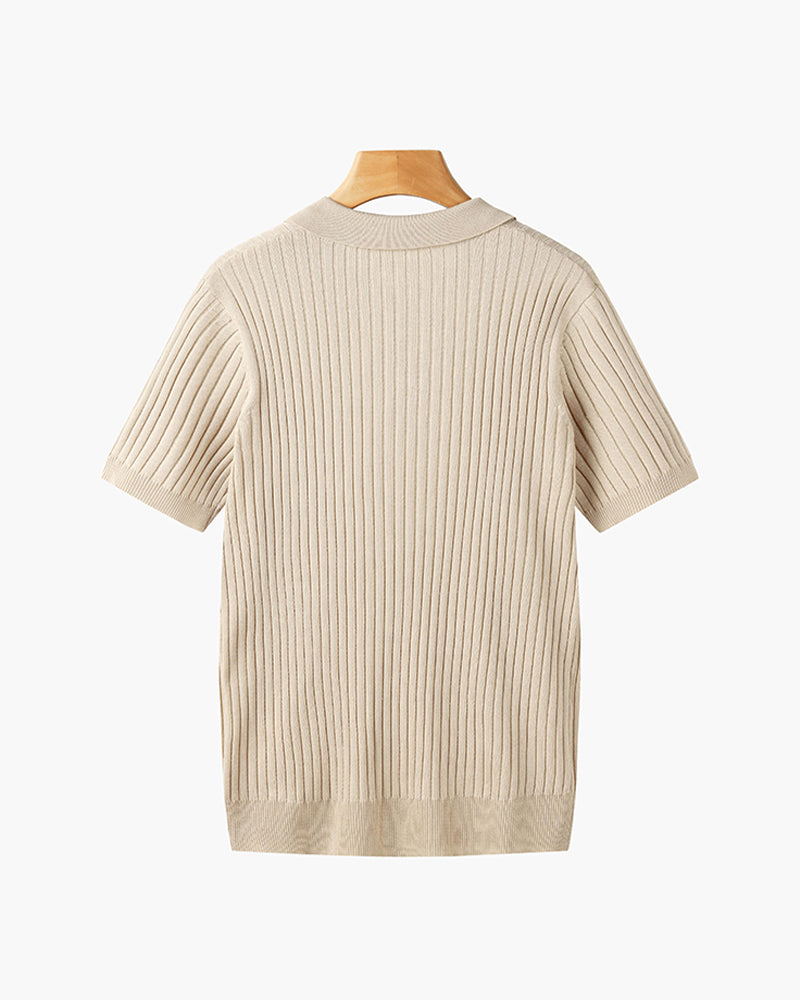 Siena Ribbed V-Neck Polo Shirt
