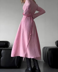 Elegant Lace-Up Square Neck A-Line Dress