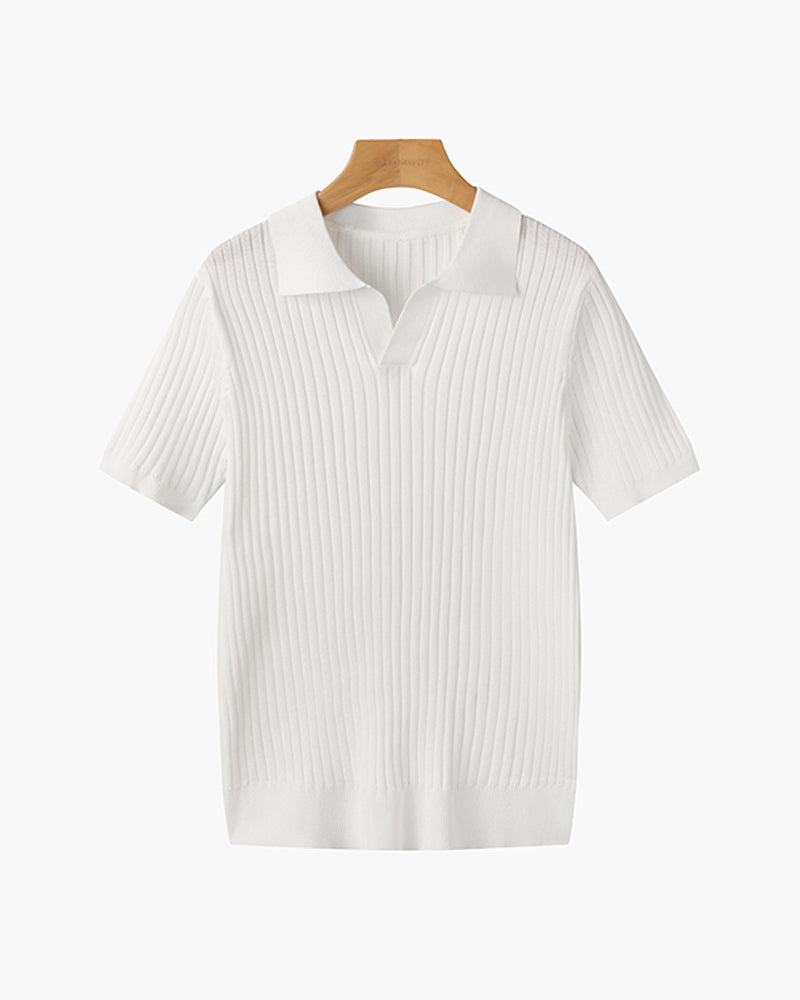Siena Ribbed V-Neck Polo Shirt