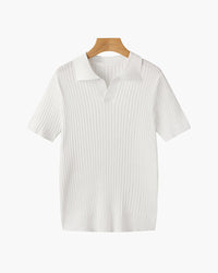 Siena Ribbed V-Neck Polo Shirt