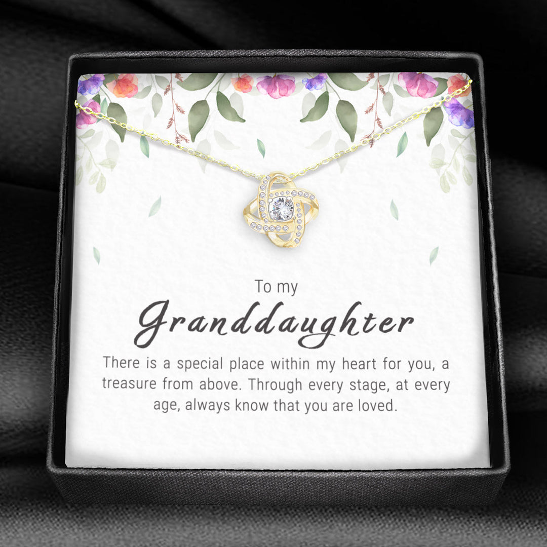 "To My Granddaughter - A Treasure" - Love knot necklace