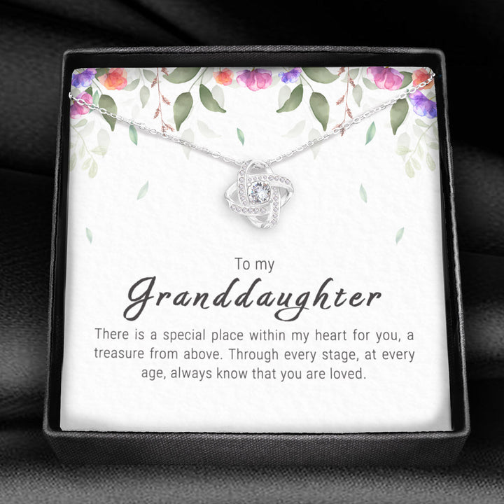 "To My Granddaughter - A Treasure" - Love knot necklace