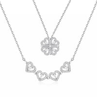 Sterling Silver Magnetic Folding Four Leaf Clover Necklace
