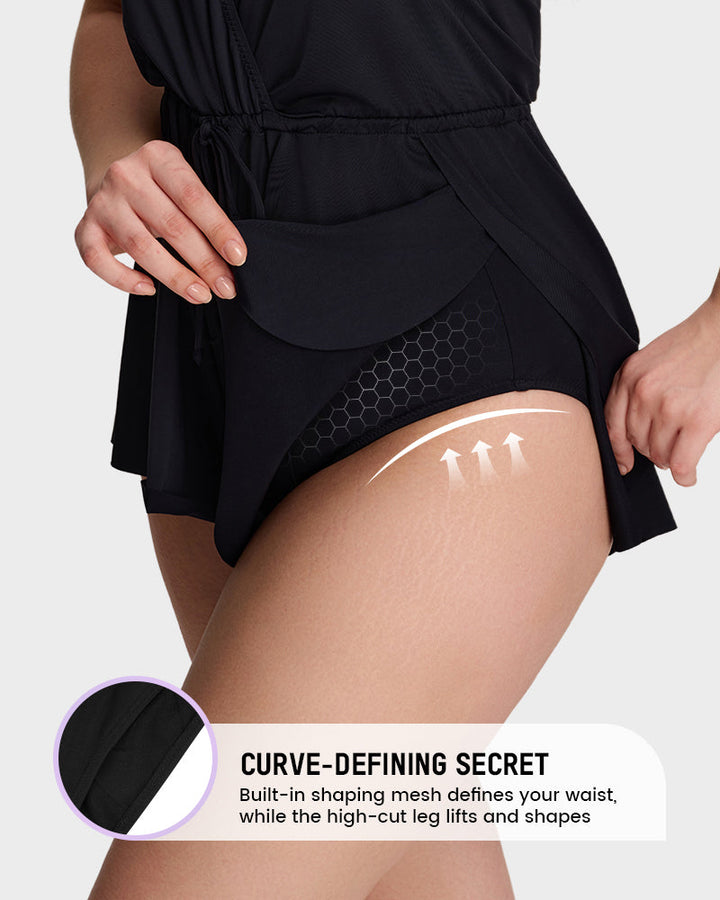 Halter V-Neck Tummy Control Swim Romper