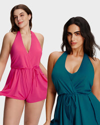 Halter V-Neck Tummy Control Swim Romper