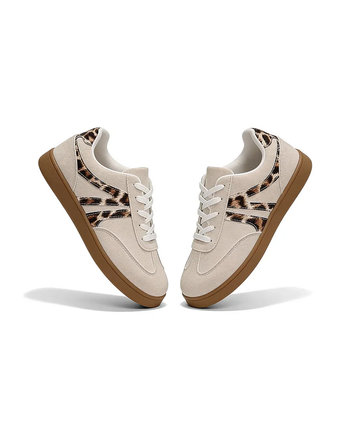 Harbor Court Beige Leopard Gum Sole Sneakers