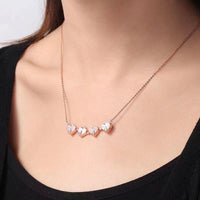 Sterling Silver Magnetic Shell Folding Four Leaf Clover Necklace