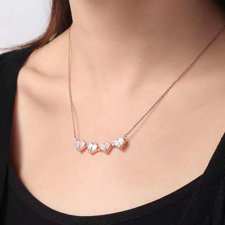 Sterling Silver Magnetic Shell Folding Four Leaf Clover Necklace