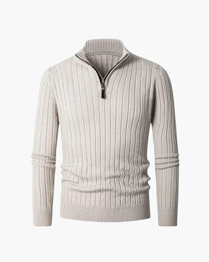 Meribel Ribbed High Neck Half-Zip Sweater