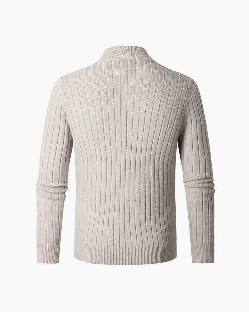 Meribel Ribbed High Neck Half-Zip Sweater