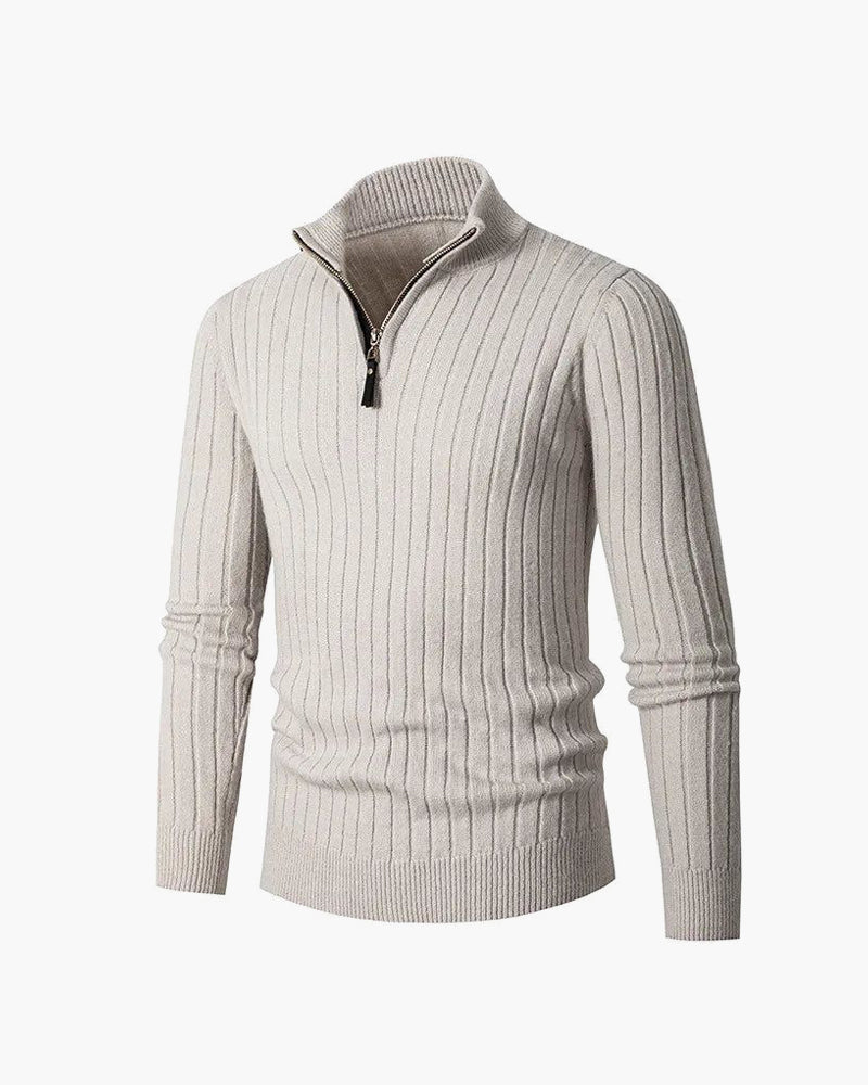 Meribel Ribbed High Neck Half-Zip Sweater