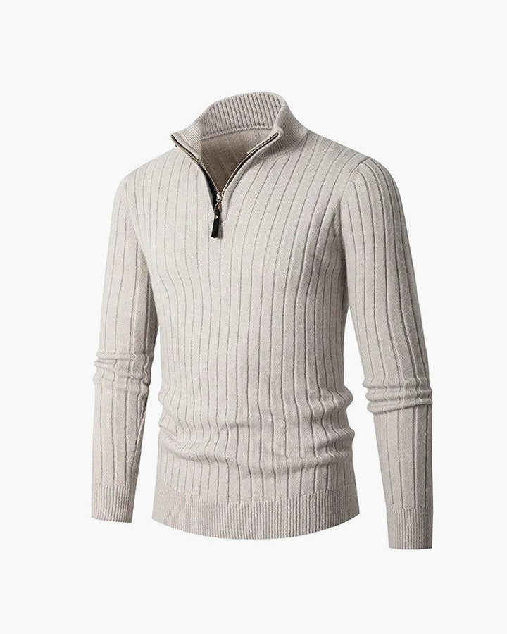 Meribel Ribbed High Neck Half-Zip Sweater