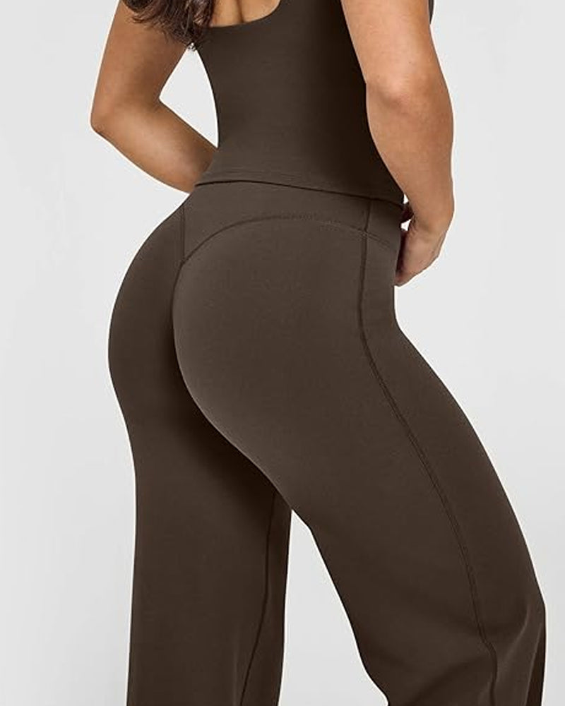 Casual zachte broek met rechte pijpen en hoge taille
