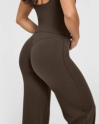 Casual zachte broek met rechte pijpen en hoge taille