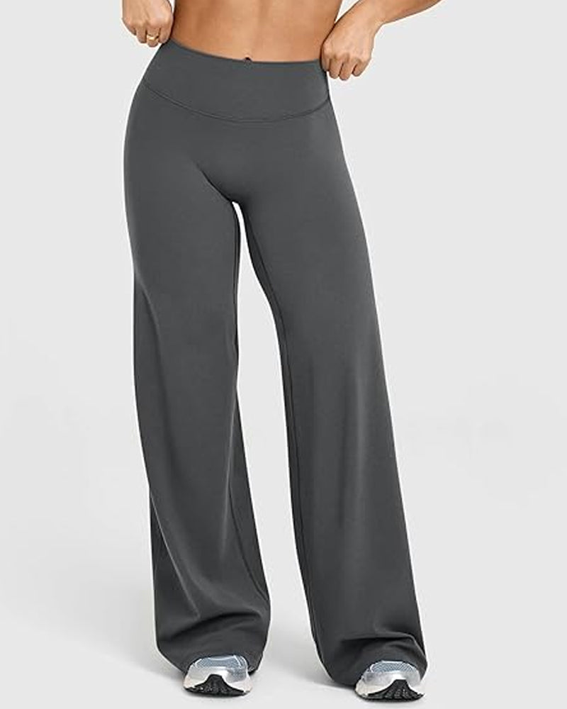 Casual zachte broek met rechte pijpen en hoge taille