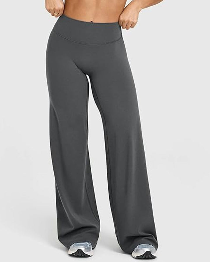 Casual zachte broek met rechte pijpen en hoge taille