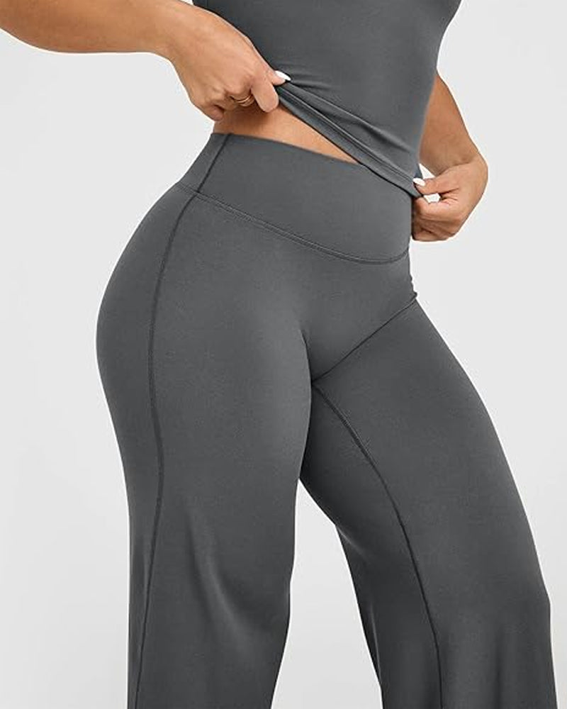 Casual zachte broek met rechte pijpen en hoge taille