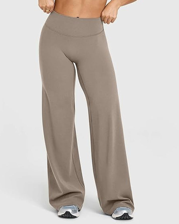 Casual zachte broek met rechte pijpen en hoge taille
