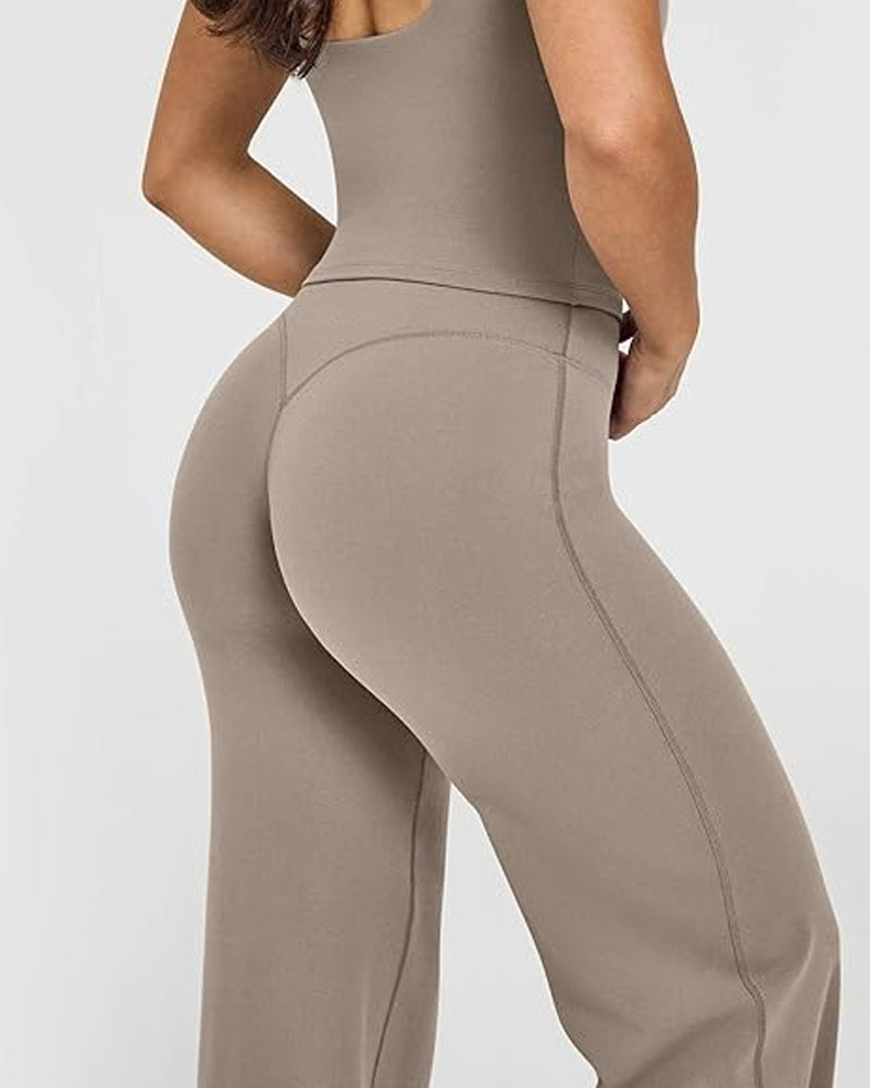 Casual zachte broek met rechte pijpen en hoge taille