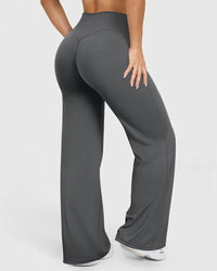 Casual zachte broek met rechte pijpen en hoge taille