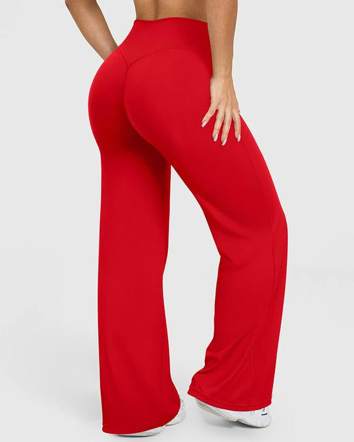 Casual zachte broek met rechte pijpen en hoge taille