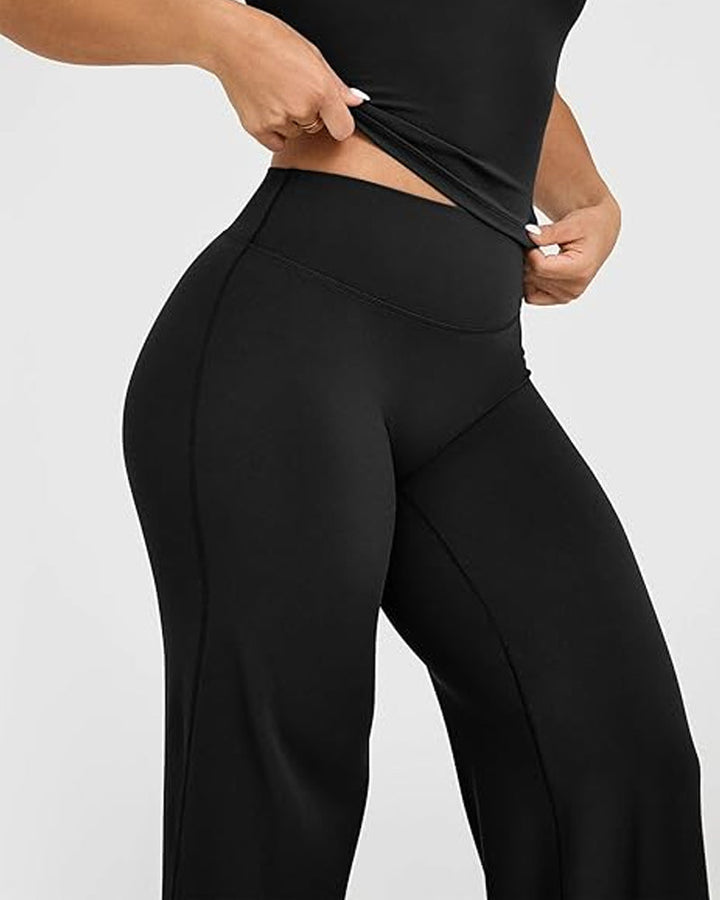 Casual zachte broek met rechte pijpen en hoge taille