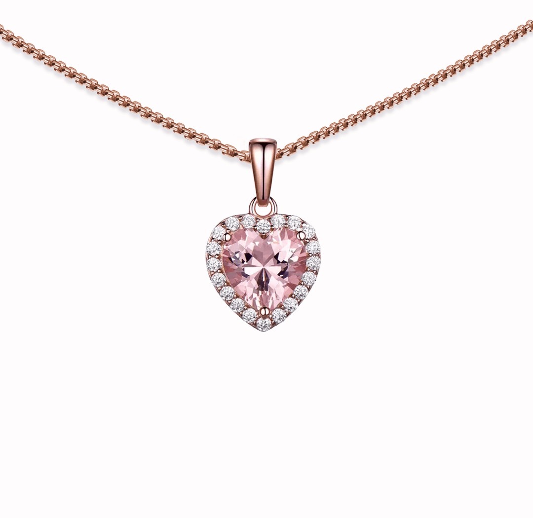 "My Dearest Mum" - Pink Morganite Heart Necklace