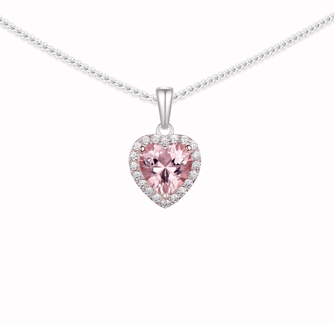 "My Dearest Mum" - Pink Morganite Heart Necklace