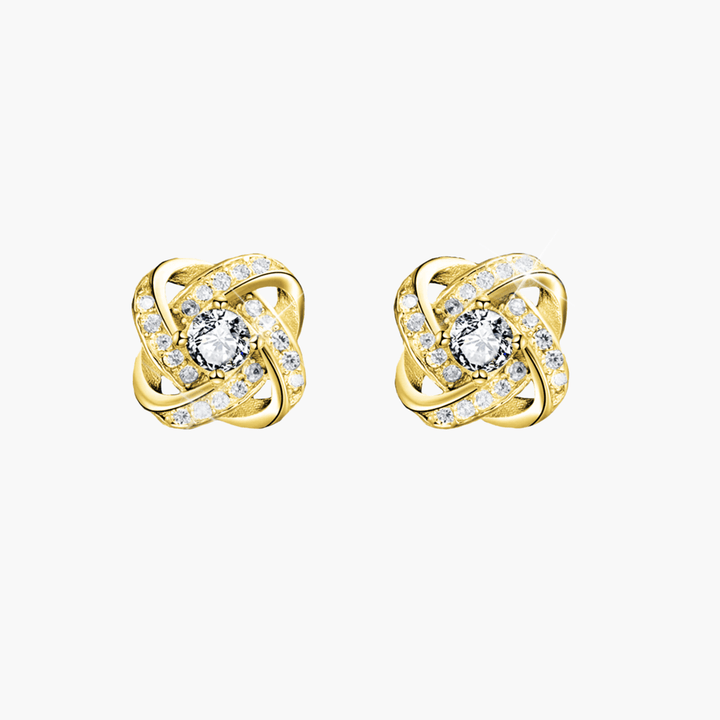 Yellow Gold Finish Love Knot Earrings