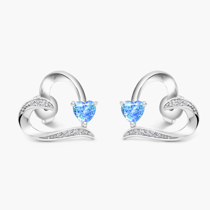 Sterling Silver Sacred Heart Earrings - Blue