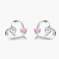 Sterling Zilveren Heilige Hart Oorbellen - Roze