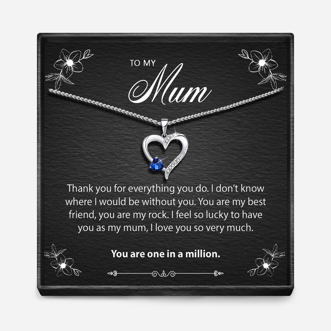 One In A Million Mum - Sterling Silver Sacred Heart Necklace - 5 Colours