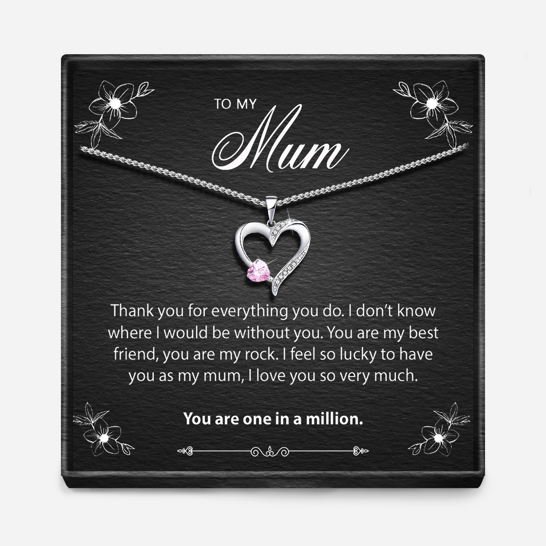 One In A Million Mum - Sterling Silver Sacred Heart Necklace - 5 Colours