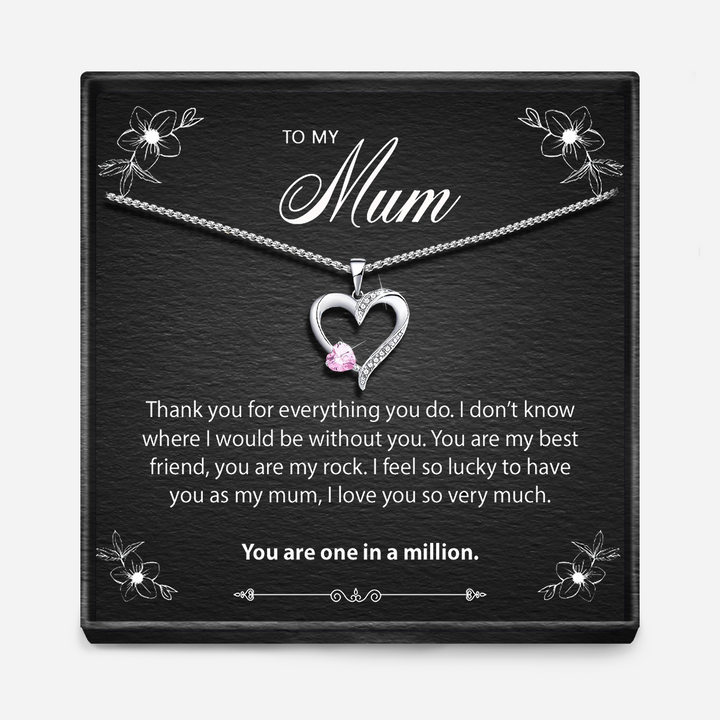 One In A Million Mum - Sterling Silver Sacred Heart Necklace - 5 Colours